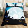 Kids Pumpkin Lantern Duvet Cover Set Twin King Halloween Bedding Set Microfiber Witch Mystery Graveyard Printt Comforter Cover