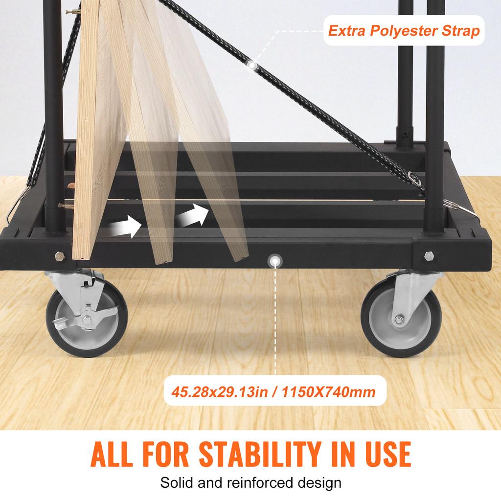 SucceBuy 1800LBS Drywall Sheet Cart Panel Dolly Cart with Deck & 5" Swivel Wheels Handling Sheetrock Lumber for Garage Warehouse