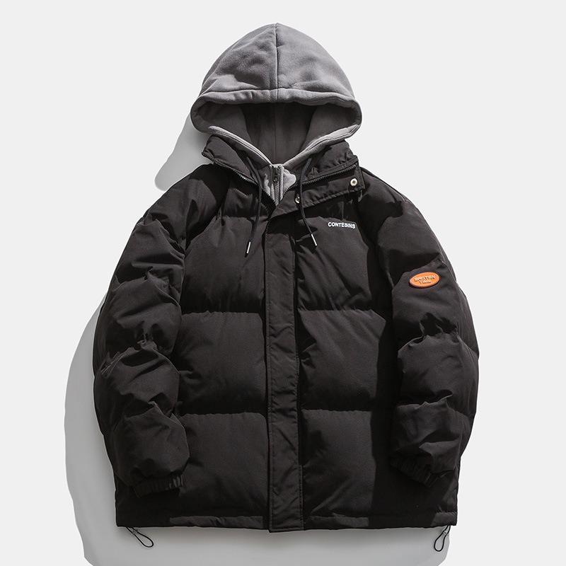 

Men s Cotton-padded Clothes Winter New Thickened Glossy Feather Rong Cotton-padded Clothes Student Couple Tooling Cotton-padded Jacket Men s Trend 3XL чорний