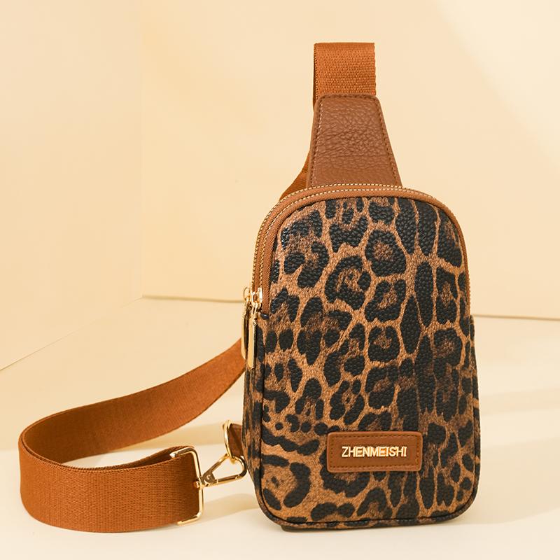 Women's Chest Bag Leopard Shoulder Crossbody Bag Lightweight Travel Satchel
