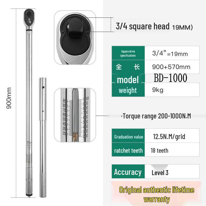 Taiwan Baodelili High Precision Adjustable Torque Wrench for Spark Plugs and Tires