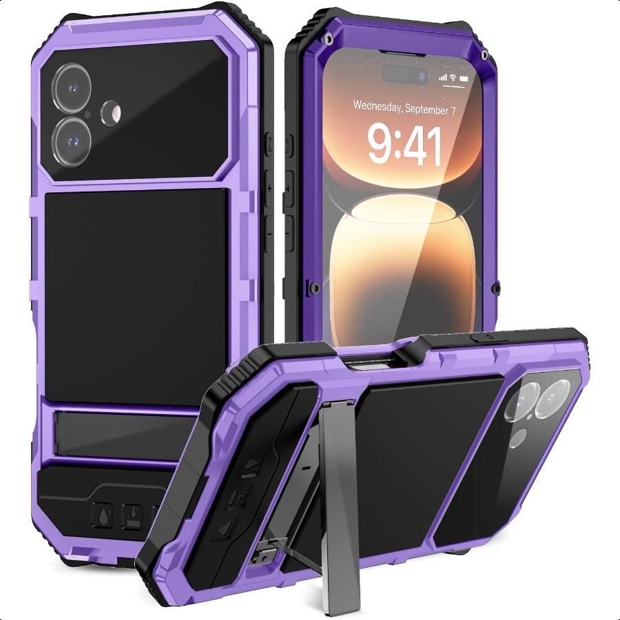 

Совместимость с чехлом для iPhone 16 Plus 6.7 2025 Сверхпрочная защита со встроенной защитой экрана для объектива Красная подставка 360 Полная United States