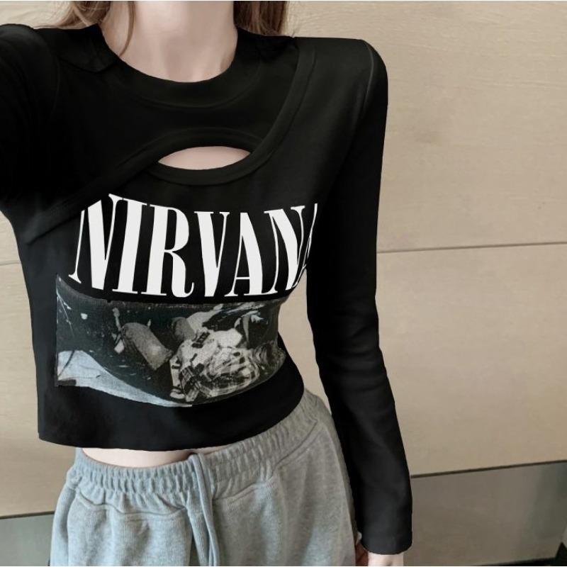 

Fake two long-sleeved shirts, slim and thin inner bottoming shirt, short top. 2XL чорний