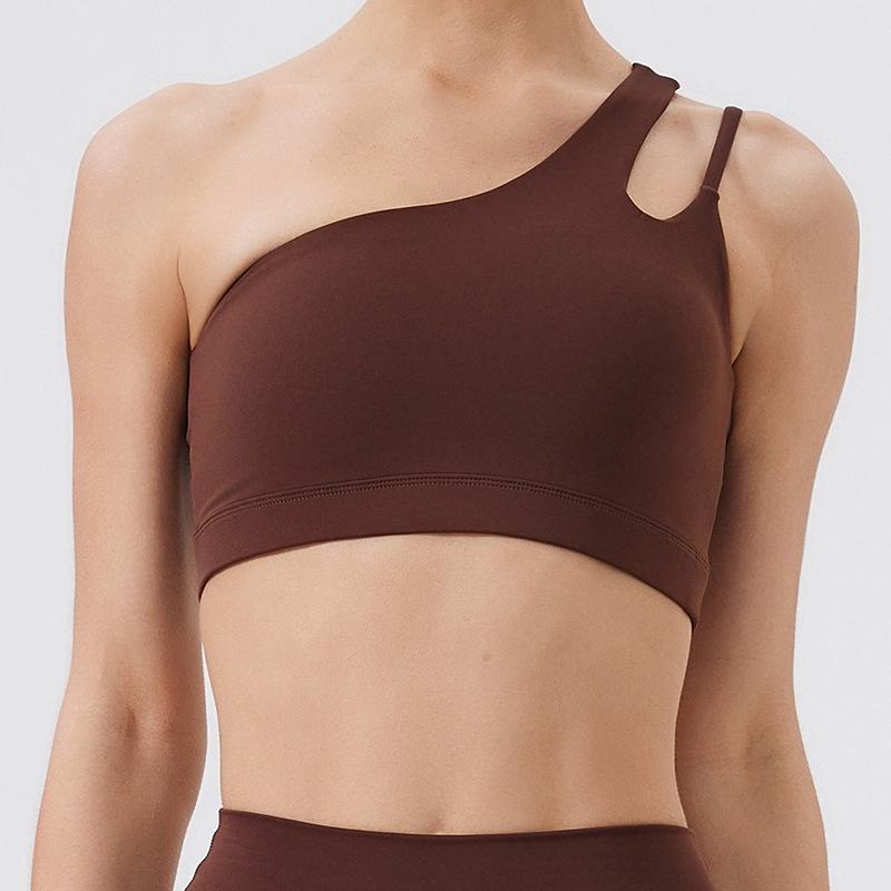 Gränsöverskridande Enaxlad Sport-BH för Yoga med Oregelbundna Band - Stötsäker, Vacker Ryggdesign för Fitness & Löpning