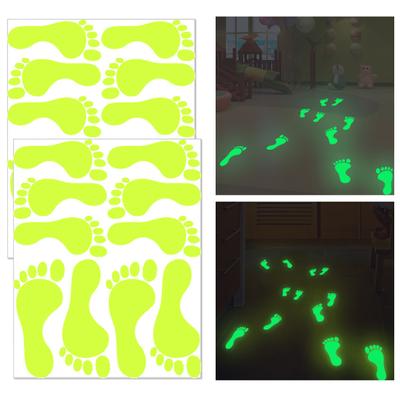 2 Sheets/Set Halloween Footprint Sticker Glow In The Dark Waterproof PVC Removable Living Room Bedroom Office Wall Art Floor Festival Decal Holiday