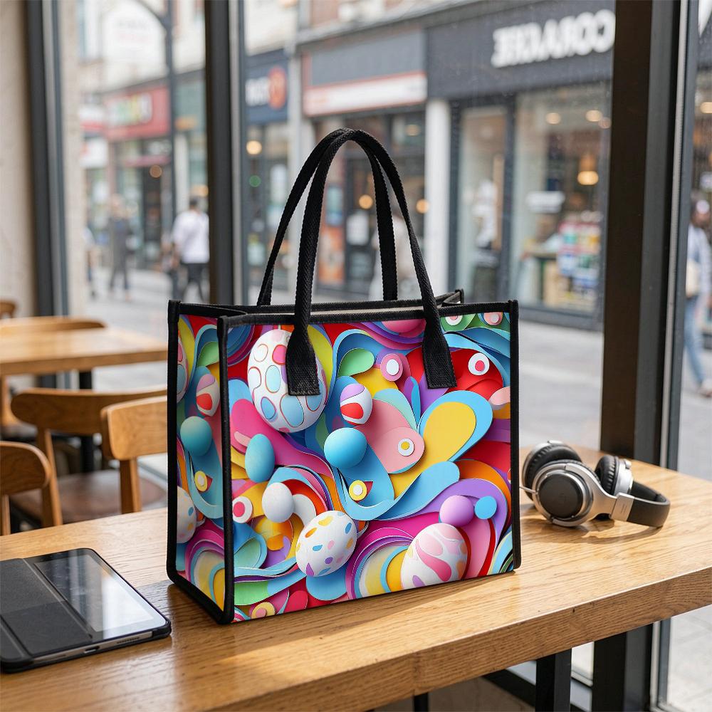 Colorful Abstract Pattern Large Casual Tote Bag Daily Use Portable Stylish Shoulder Bag for Outdoor Shopping Travel Commute