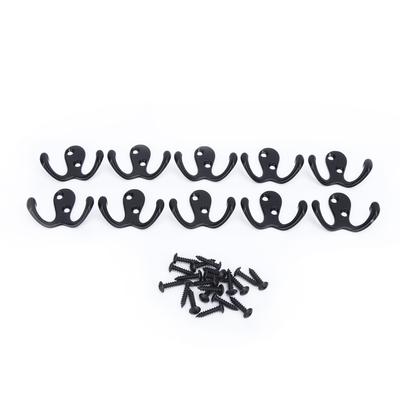 10Pcs Coat Hooks Small Double Prong AntiRust Sturdy Durable Convenient Wall Mounted Tiebacks for