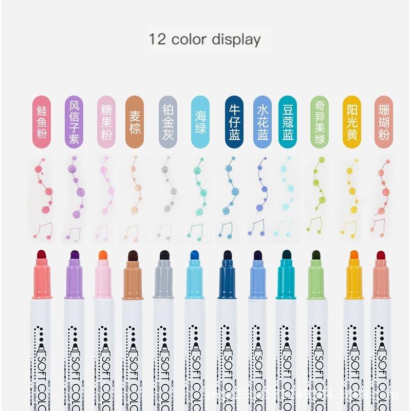 6 Bucăți/Kit Kit Pixuri Highlighter cu Puncte Culoare Deschisă Vârf Dublu Marker Puncte Fine pentru Desen Pictură Materiale Școlare de Birou