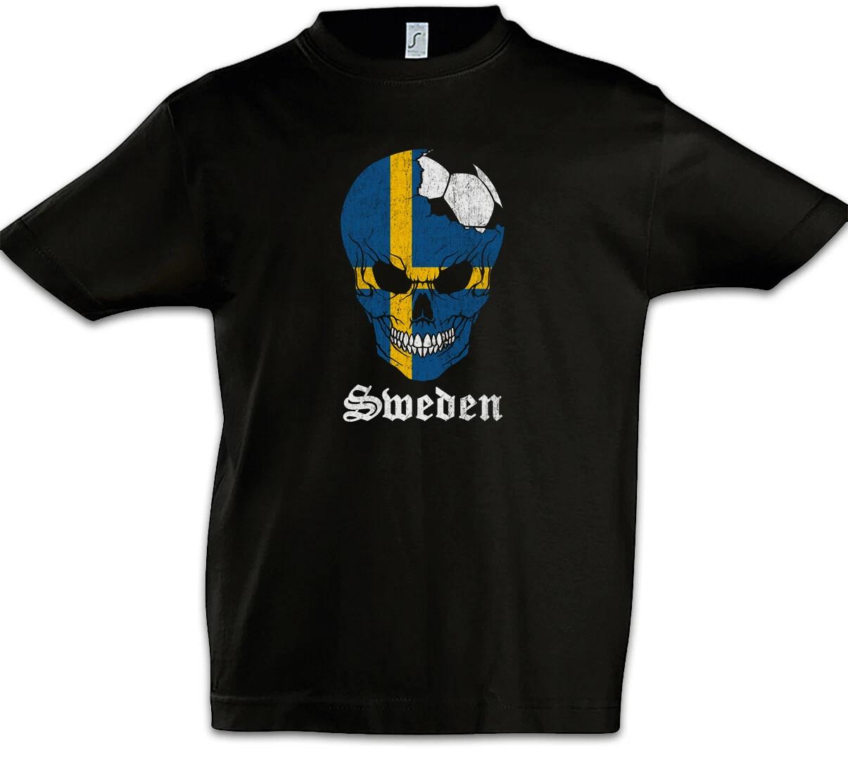 Sweden Football Skull I Kids Boys kids boys T-Shirt Swedish Flag Football Sweden 120