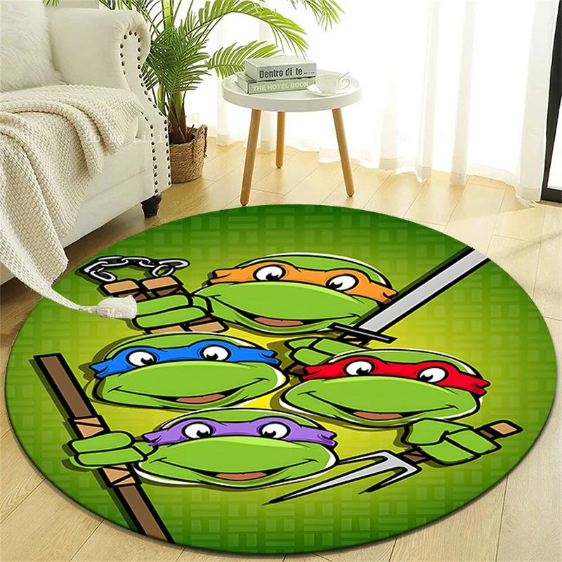 1pc Teenage Mutant Ninja Turtles Design Printed Area Round Carpet for Bedroom Living Room Home Decor Rugs Mat Non Slip Mat Rug for Bedside
