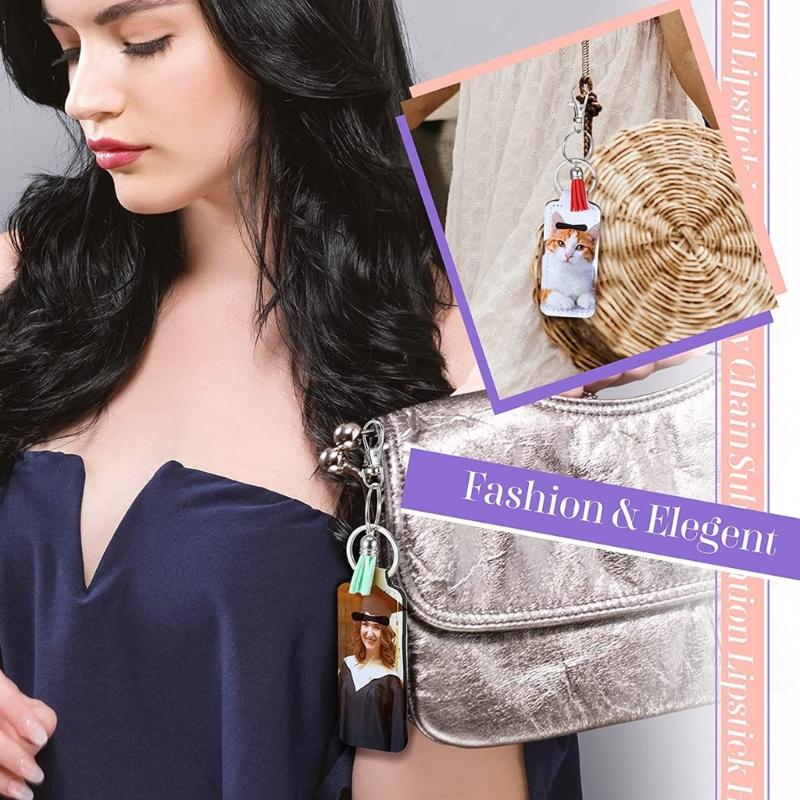 72Pcs Keychains Set Includes 24Pcs Lobster Clasp 24Pcs White Lip Holder Keychains With Keyrings 24Pcs Tassel Pendants