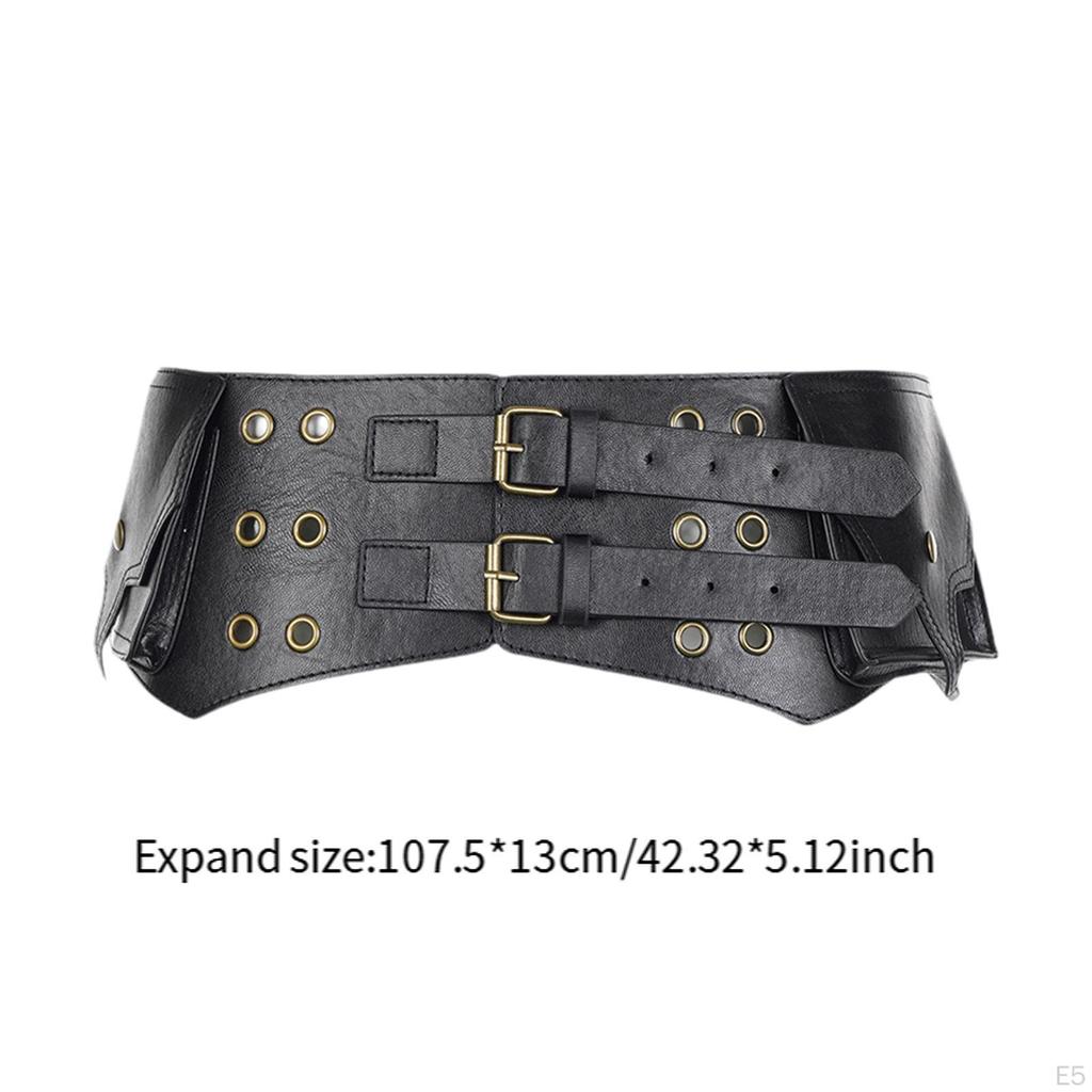 Women PU Leather Wide Belt Exaggerated Western Cowgirl Clothing Accessories