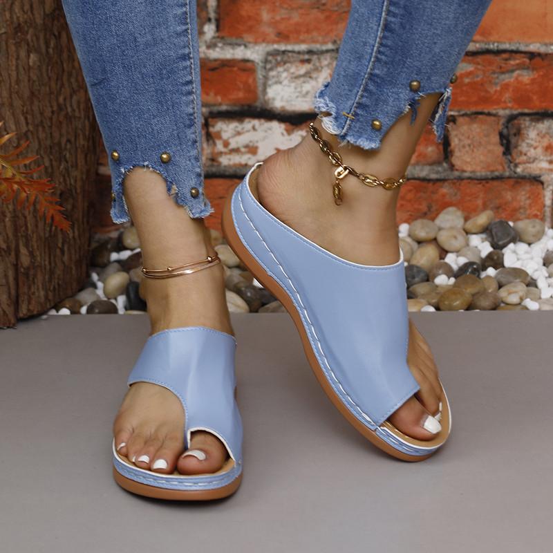 Spring and Summer Footwear Plus Size Casual Round-headed Soft-soled Wedges Flat-bottomed Beach Sandals and Slippers Women's Shoes
