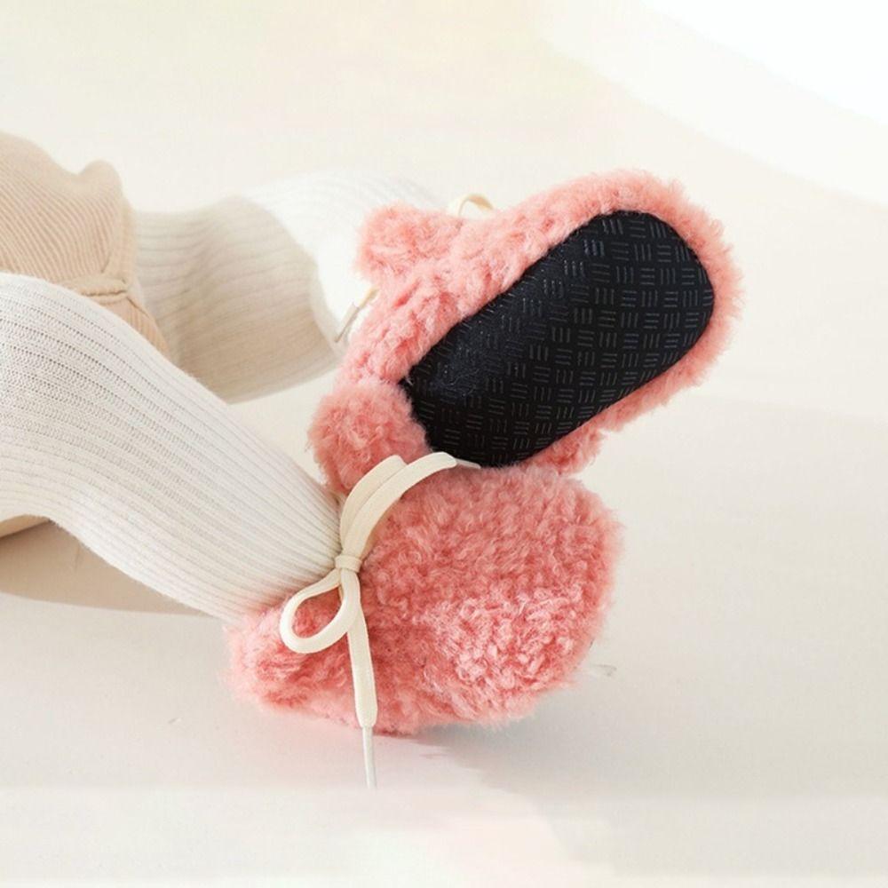 Chaussons en coton doux pour nouveau-né, bottillons de berceau en polaire d'agneau, chaussures de marche mignonnes pour bébé, hiver