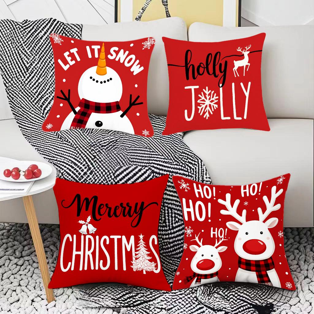Modern Simple Linen Cute Elk Snowman Pillowcase Christmas Home Living Room Office Atmosphere Cushion