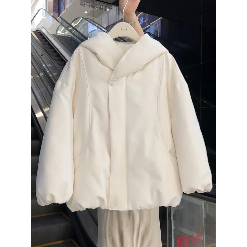 New Retro Solid Color Hooded Cotton Coat Women's Winter Loose Cold Cotton Coat