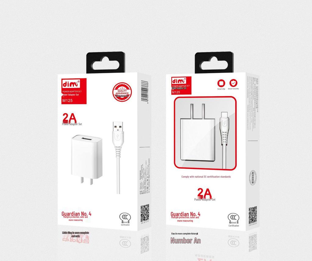3C Certified Fast Charger Set: 2A USB-C & Apple Compatible Charging Cable