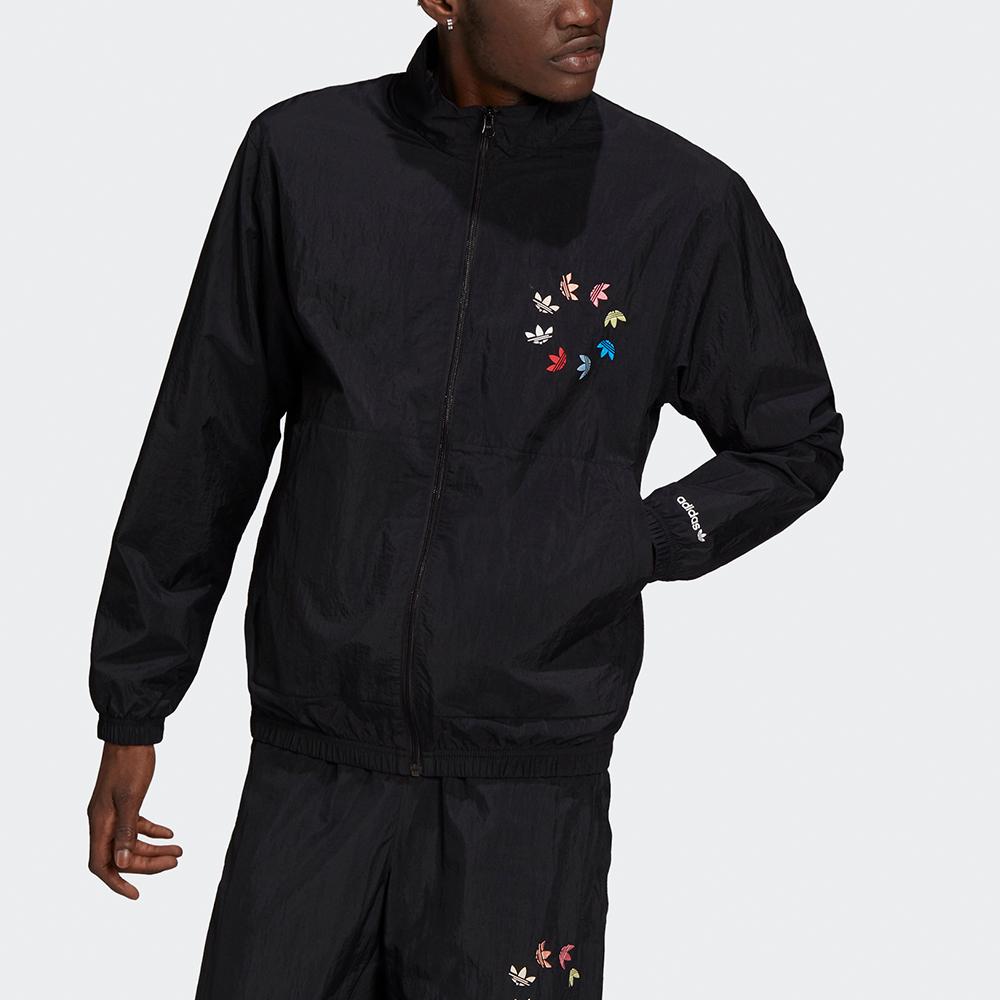 adidas Originals Adicolor Shattered Trefoil ST Woven Full Zip Stand Collar Track Top Jacket Men Black Multicolor H37735