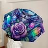 1pc Enchanted Moonlit Owl with Crystals and Rose Umbrella with Plastic Handle,Suitable for All Seasons Home Travel Outdoor UmbrellaDD1717