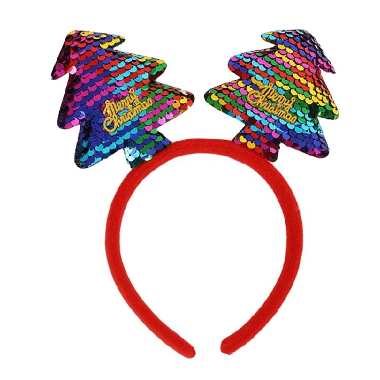 Sequins Hair Hoop Christmas Headband Festive Christmas Tree Hair Hoop for Party
