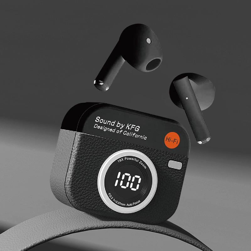 2025 Retro Camera Style TWS Wireless Bluetooth Headphones with Noise Cancellation and Long Battery Life