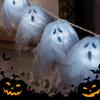 Halloween LED Ghost String Lights Flickering Pumpkin Lights Hanging Decoration Pumpkin Indoor/Outdoor Halloween Porch Decor