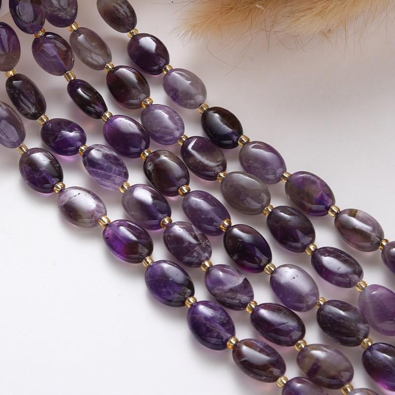 Urugwajskie lawendowe ametystowe okrągłe koraliki - naturalne kamienne akcesoria do biżuterii DIY