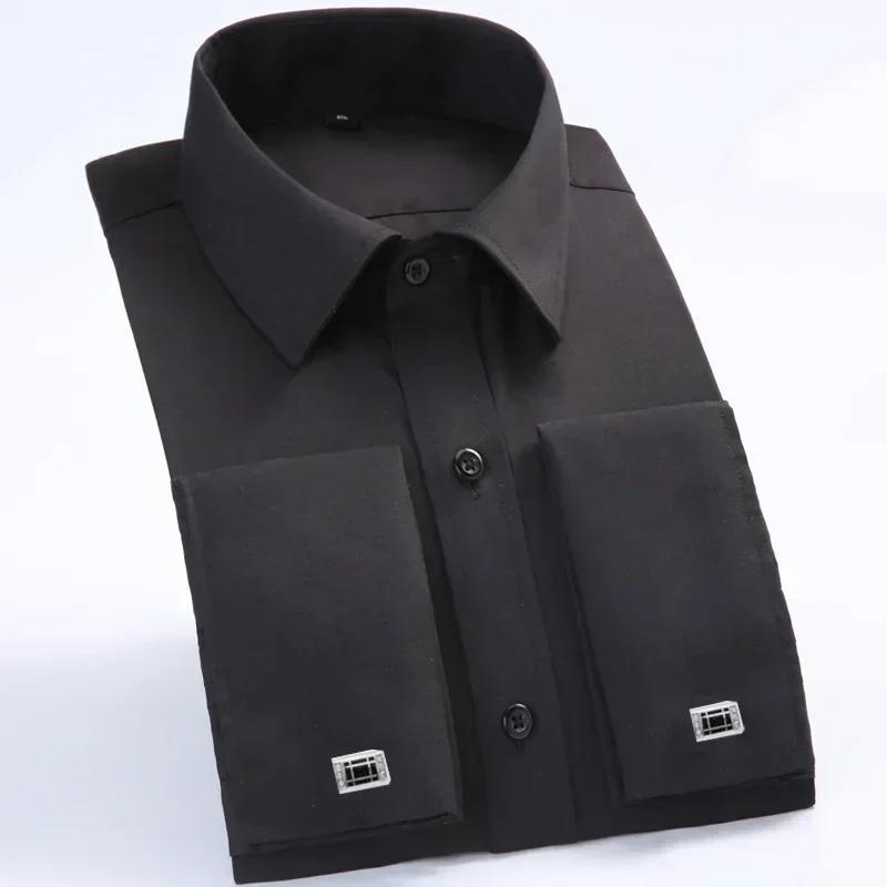 Hemd mit französischen Manschettenknöpfen, Langarmhemd für Herren, Vier Jahreszeiten-Herrenhemd, Einteiler, Mehrfarbig, Business-Casual-Hemd