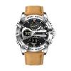 Watch for Men Analog Digital Quartz Watch 5 ATM Water Resistant Luminous Genuine Leather Strap Multifunctional Date Stopwatch Alarm Dual Time