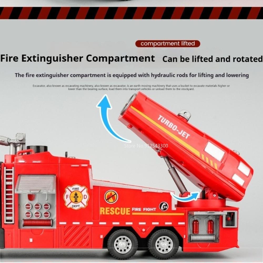 1:32 Scale Spray Water Fire Truck Car Model Toy Doors Opened Sound Light Models Spray Alloy Body Vehicle Hobby Decorations
