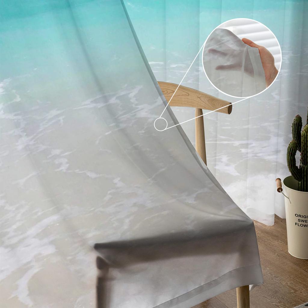 Sea Beach Sailing Clouds Sheer Curtains for Living Room Decoration Window Curtains for Kitchen Tulle Voile Organza Curtains