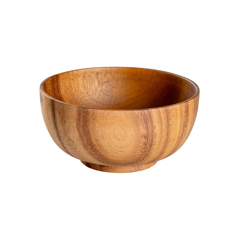Ruhan Eco-Friendly Wooden Round Bowls - Walnut Finish
