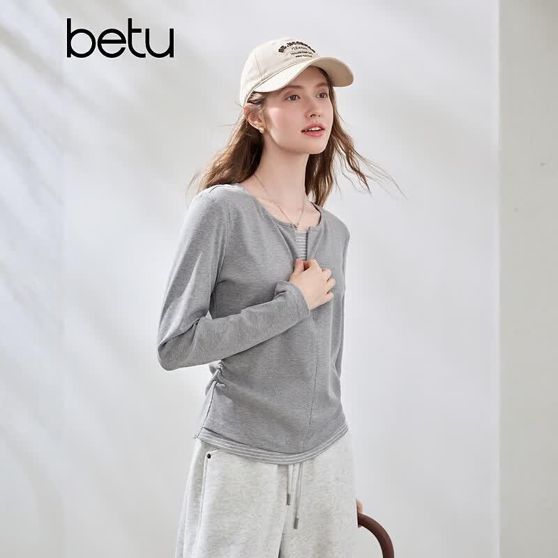 Betu Women's Faux Two-Piece Long Sleeve Top