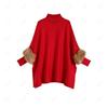 Autumn and Winter Loose Turtleneck Pullover Cape Knitted Sweater Simulation Fur Fur Sleeve Sweater Large Size Bottoming Shirt Jacket Women
