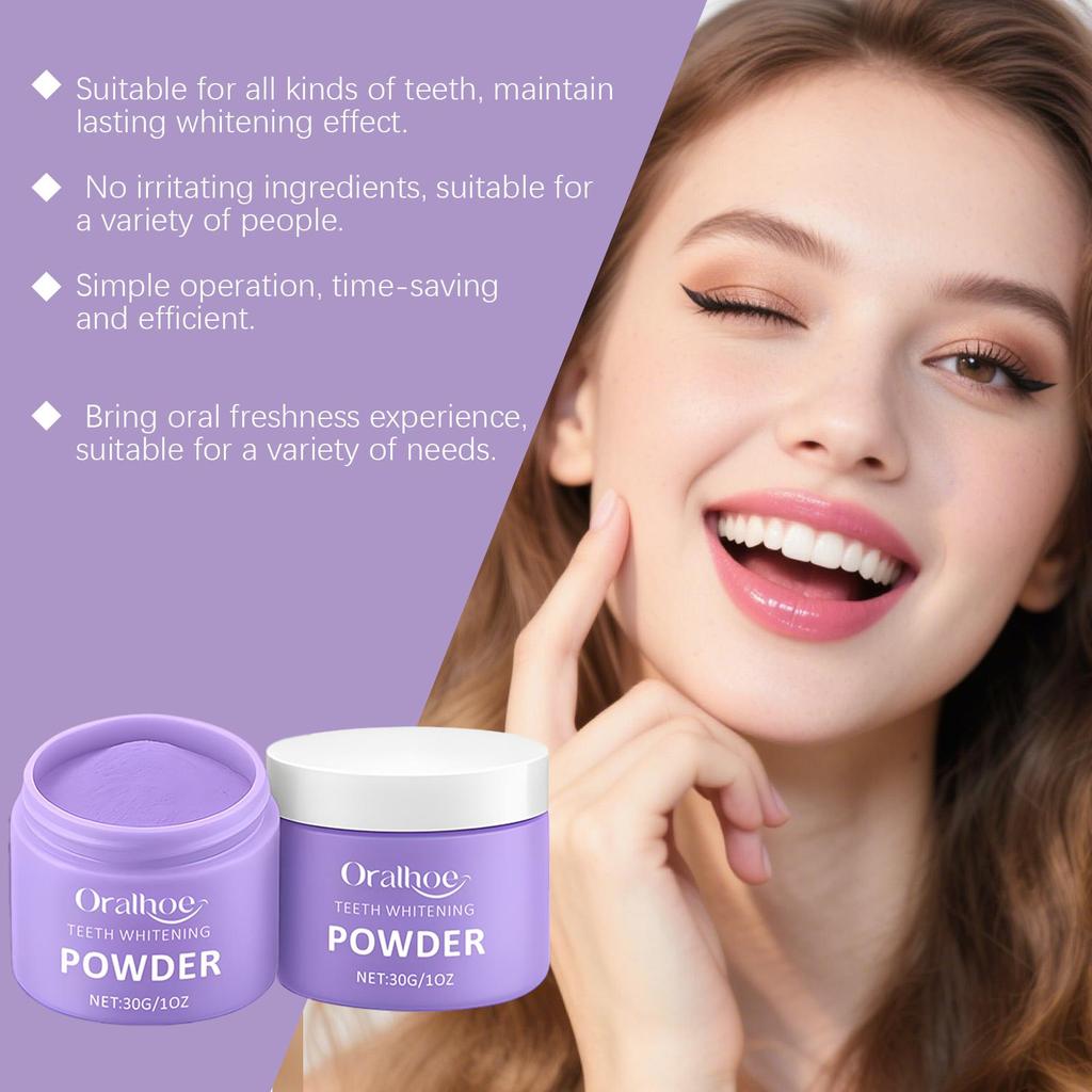Purple Teeth Cleaning Powder, Fine Texture & Mild Formula, Gentle Teeth Stain & Odor Removal, Daily Oral Care