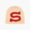 Korean-style color-block S-letter knitted beanie, unisex, for autumn and winter, warm, ear-covering, loose-fitting, and designed to be pulled over