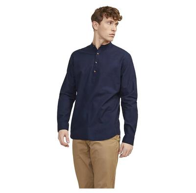Jack & Jones Summer Half Placket Linen Long Sleeve Shirt