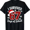 I Survived 67 Days Of School Christmas T Shirt Vintage Breathable Stylish Slightly Top For Everyday Wear Soft Streetwear