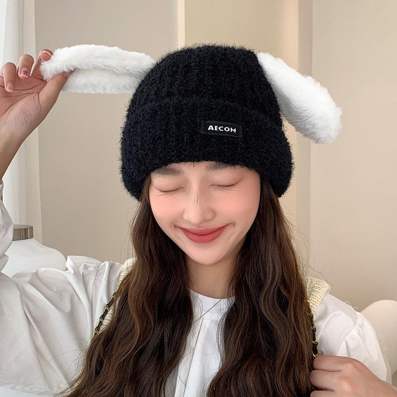 Japanese Label Thickened Knitted Hat for Women In Autumn and Winter Outdoor Warm Pullover Cold Hat with Personality and Versatile Woolen Hat for Men