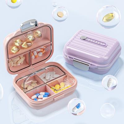 Wöchentliche Pillendose mit Fächern und transparentem Deckel, 7 Fächer, Schloss-Design, staubdicht, feuchtigkeitsbeständig, für Reisen im Freien, kompakt