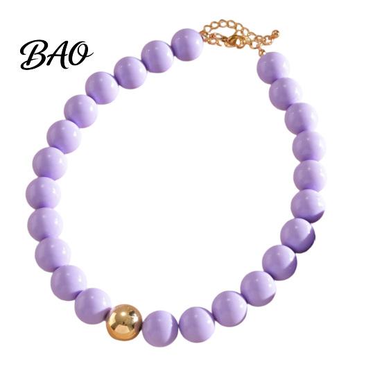 Colorful Bead Necklace Beaded Jewelry for Women, Acrylic Big Beads Choker Female Bracelet Necklace, Round Stretch Bracelet, Summer Retro Accessory