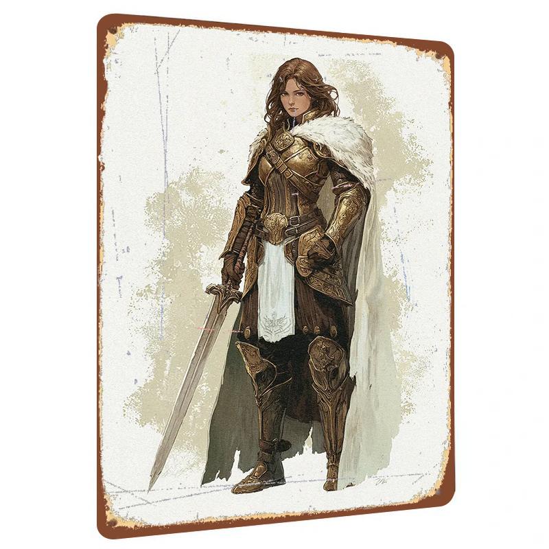 Custom Medieval Female Warrior Metal Wall Art Home Decor Fantasy Knight Armor Sculpture 20x30cm(7.8x11.8inch)