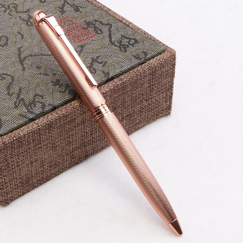 All-Black Engraved Office Metal Ballpoint Pen High-Quality Advertising Gift Pen Rotating Striped Kors Ballpoint Pen