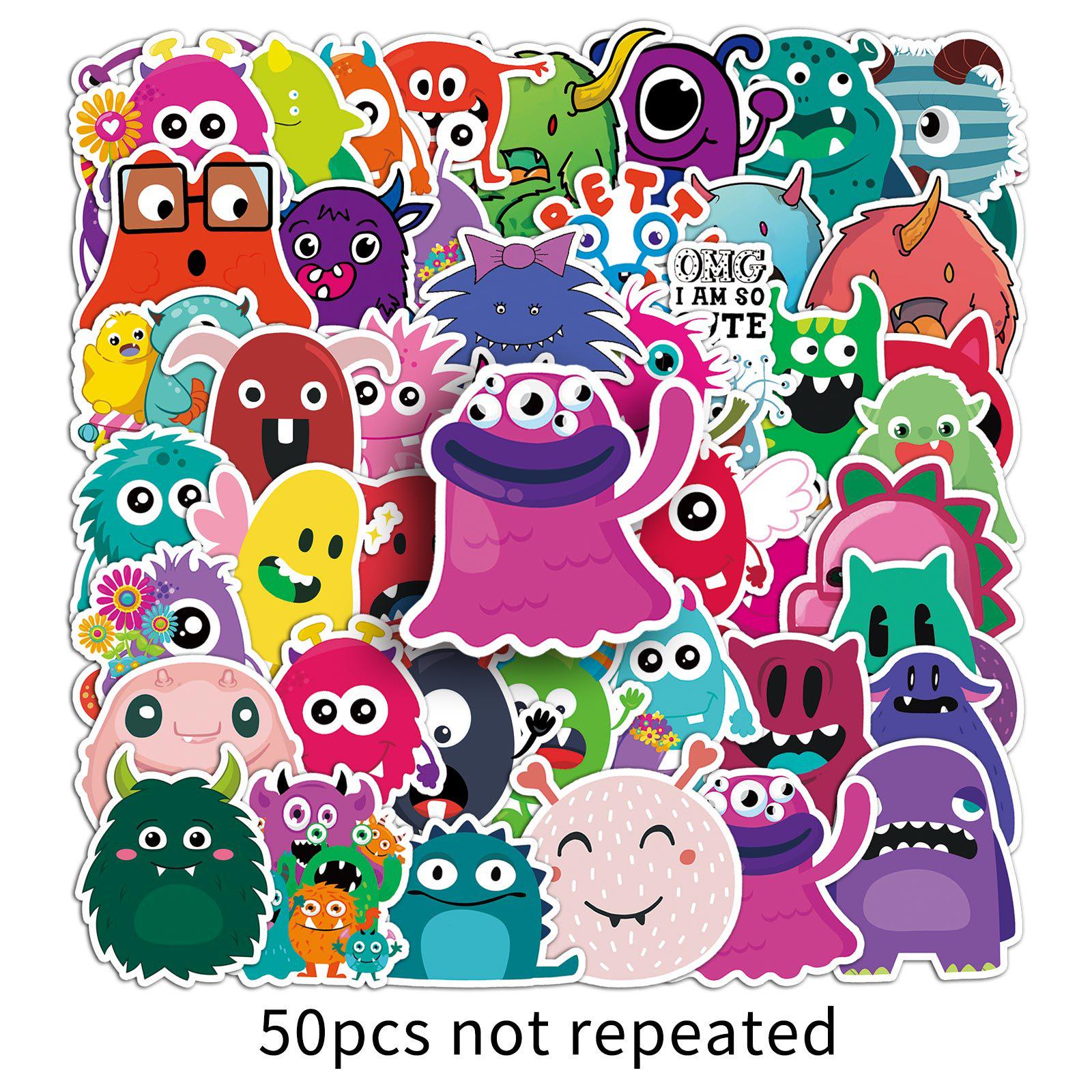 50 Cute Q Version Waterproof Cartoon Monster Stickers for DIY Planner Decoration