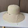Summer Dome Big Brim Straw Hat Women's Pearl Braided Lace-Up Sunshade Sunscreen Hat Straw Vacation Big Brim Sun Hat