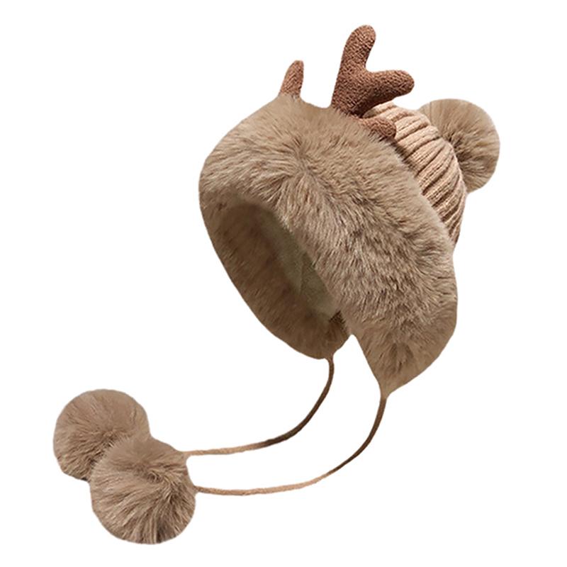 1PC Christmas Outfit Christmas Accessories Ear Flap Hat Gift Faux Fur Hat Fashion Plush Hat Warmth 55-60cm