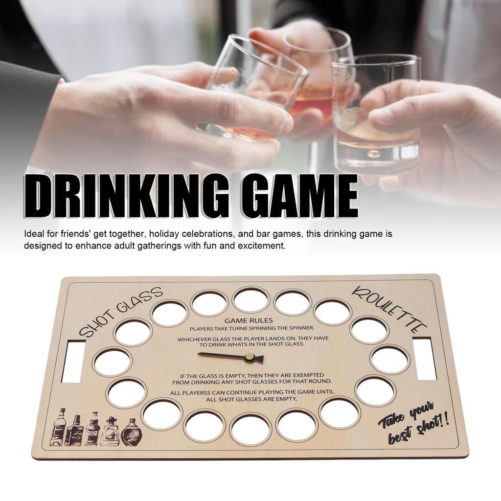 Shot Drinking Game 45cm Wooden Rotating Adults Drinking Table Game Board for Party Bar Game Nights