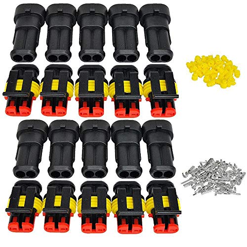 GTIWUNG 10 Kit 2 Pin Waterproof Connector Coupler Waterproof Connector Set Male & Female Waterproof Connector 2 Pin Waterproof Connector Plug