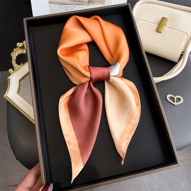 Printed Designer 70Cm Square Silk Women'S Scarf Satin Scarves Fashion Shawl Headscarf Headband Bandana Hijab Wrap