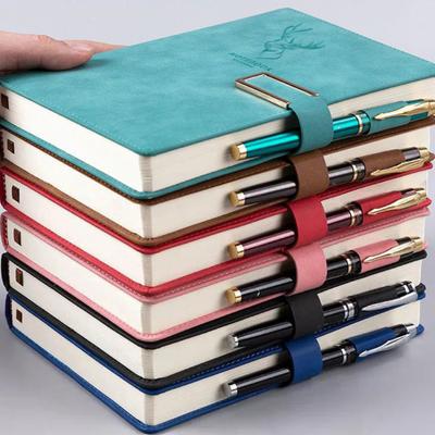 Student Notebook with Button 416-Page Super Thick Faux Leather Business Notebook Waterproof & Scratch-proof Retro Diary Book Office School Supplies